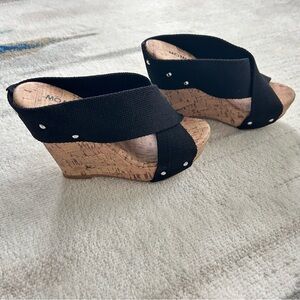 Black Wedge Sandals